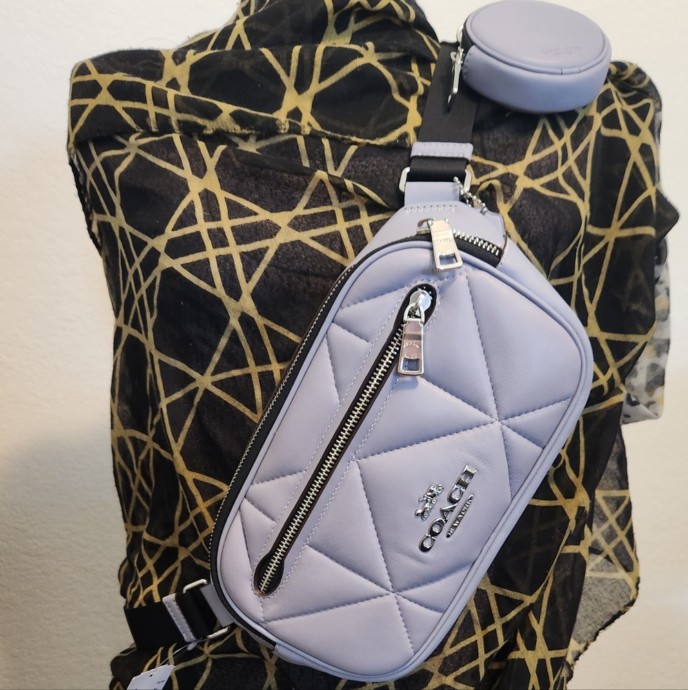 Coach Elias belt bag with puffy diamond quilting - adjustable strap w/coin purse
